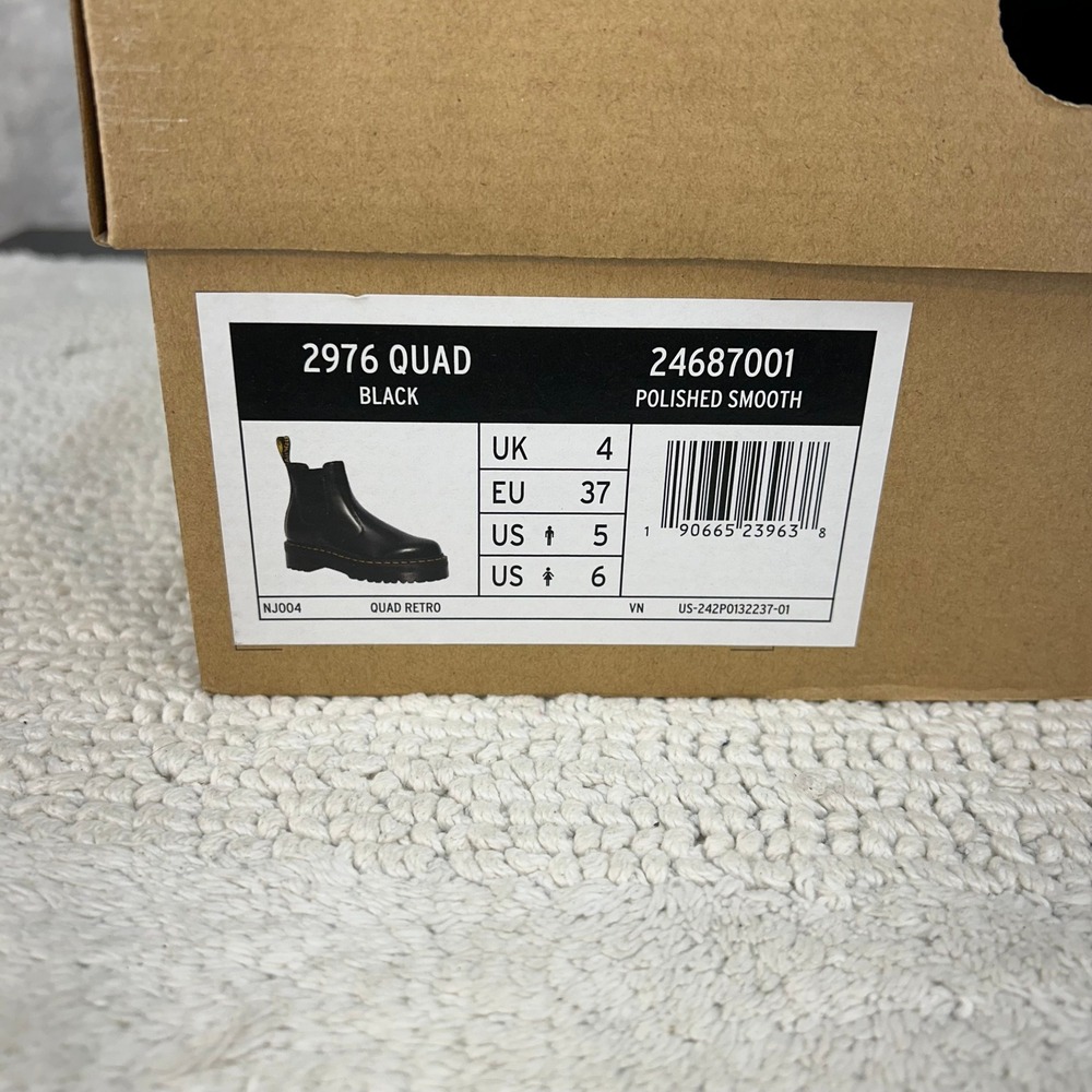 Dr Martens 2976 Quad Boots Women 6 Chelsea Leather Platform Combat Black Slip On - Picture 9 of 9